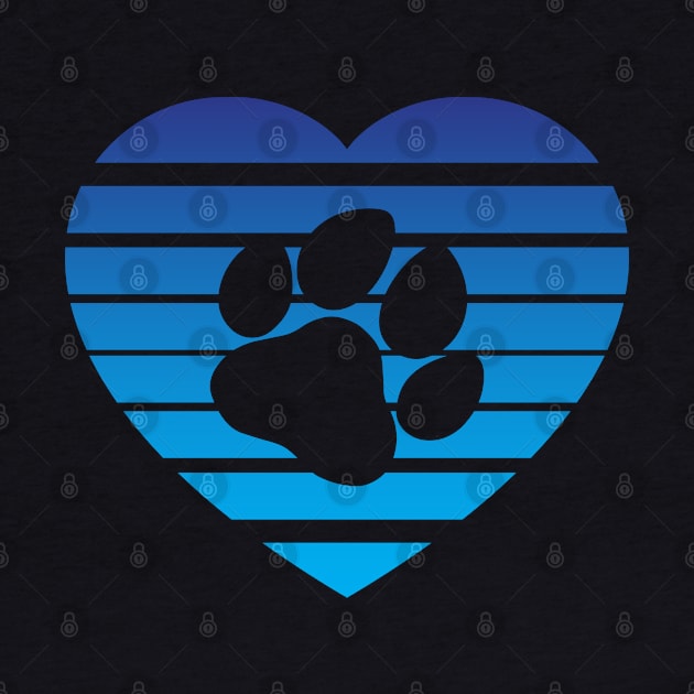 Dog Paw Heart Valentine - Dark Blue Gradient by skauff